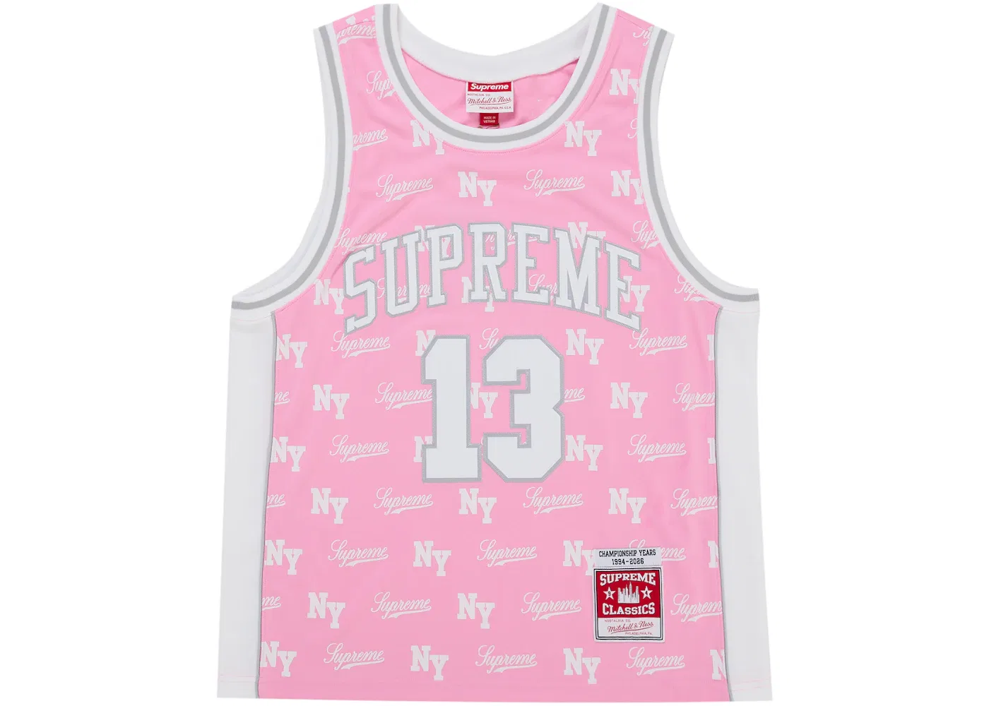 Мужская баскетбольная джерси Supreme Mitchell & Ness Monogram Basketball Jersey, Pink