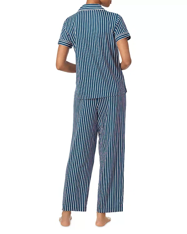 Женская пижама с принтом Short Sleeve Classic Knits Notch Collar Ankle Pant Pajama Set Ralph Lauren, Multi Stripe — фото 2