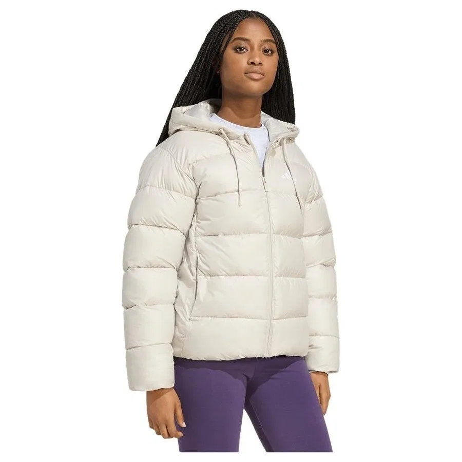 Женский утепленный пуховик с капюшоном adidas W ESS SD P HD J JV7768, Бежевый — фото 4