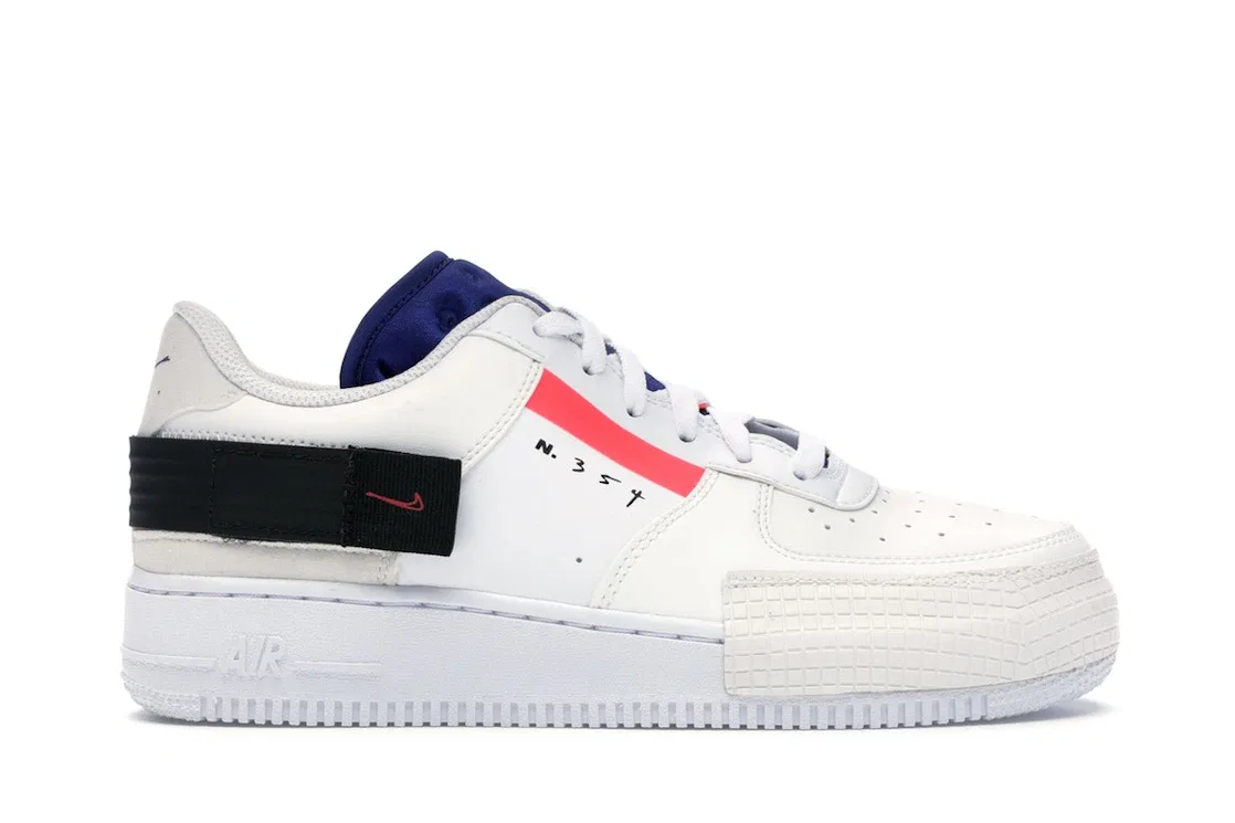 Детские кроссовки Lifestyle с принтом Nike Air Force 1 Type, Summit White/White/Black/Red Orbit