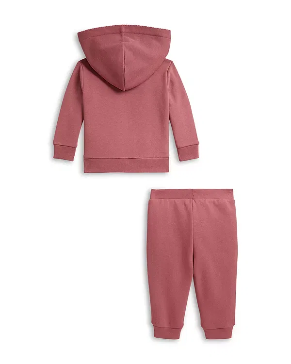 Детский комплект из флиса с капюшоном и брюками Ralph Lauren, розовый — фото 2
