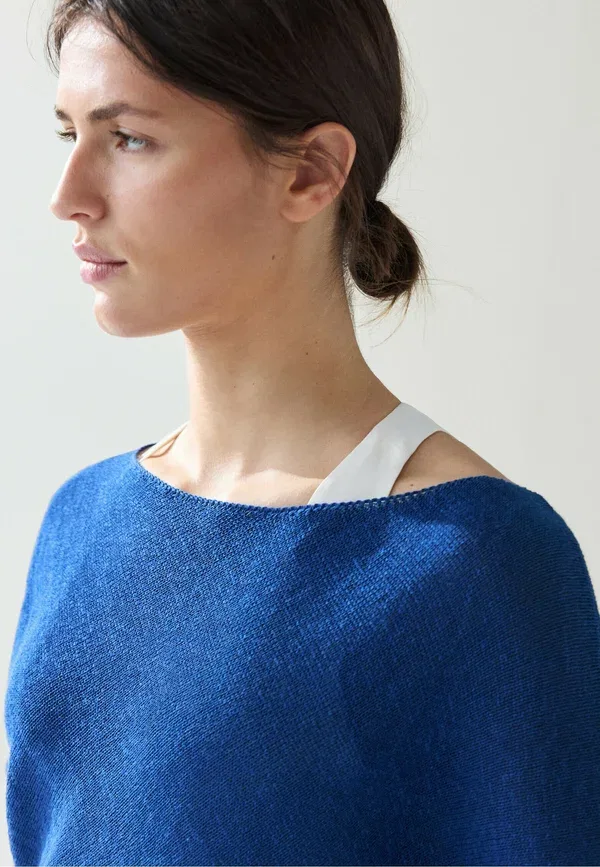Футболка из льна с хлопком Basic t-shirt Massimo Dutti, темно-синий — фото 4