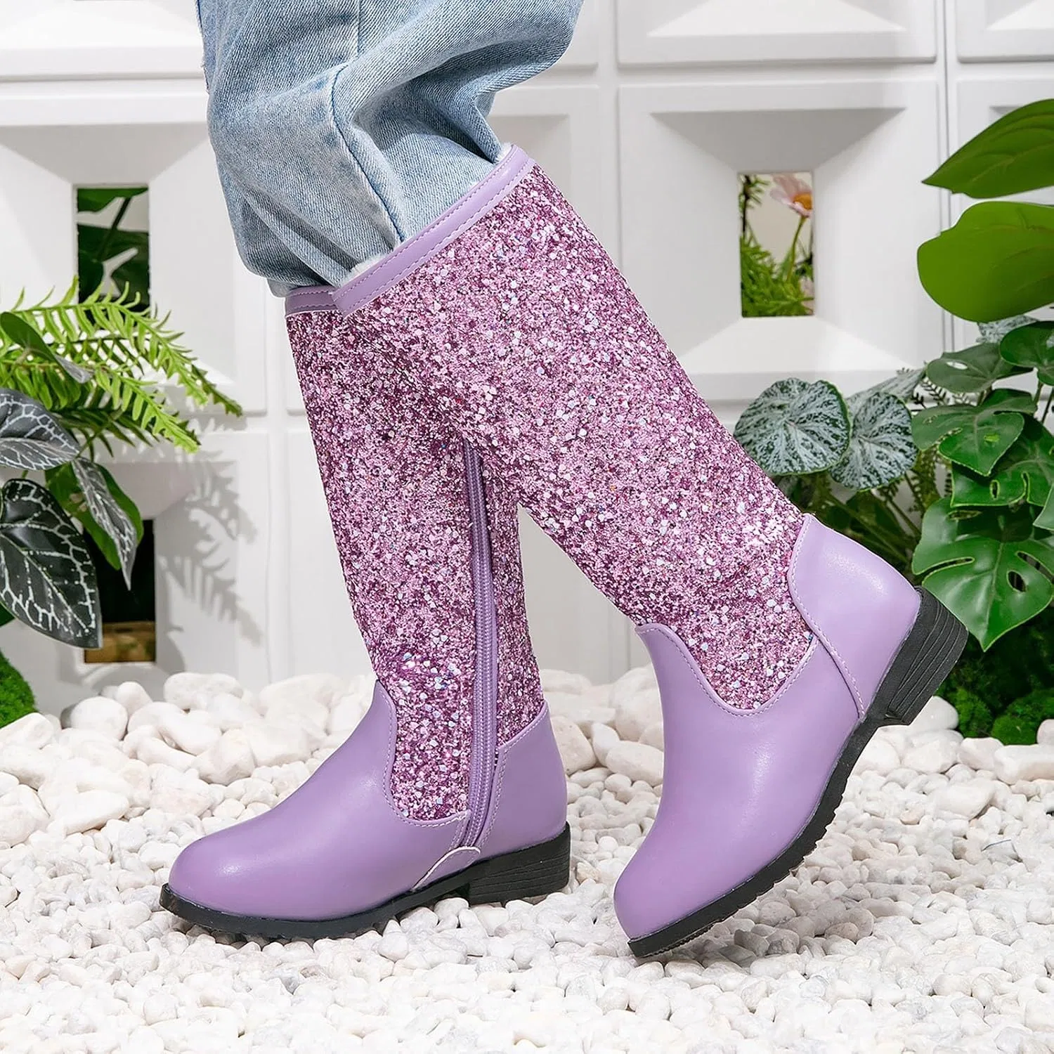 Детские сапоги для девочек с цветочным принтом Cowgirl Western Boots, Purple — фото 3