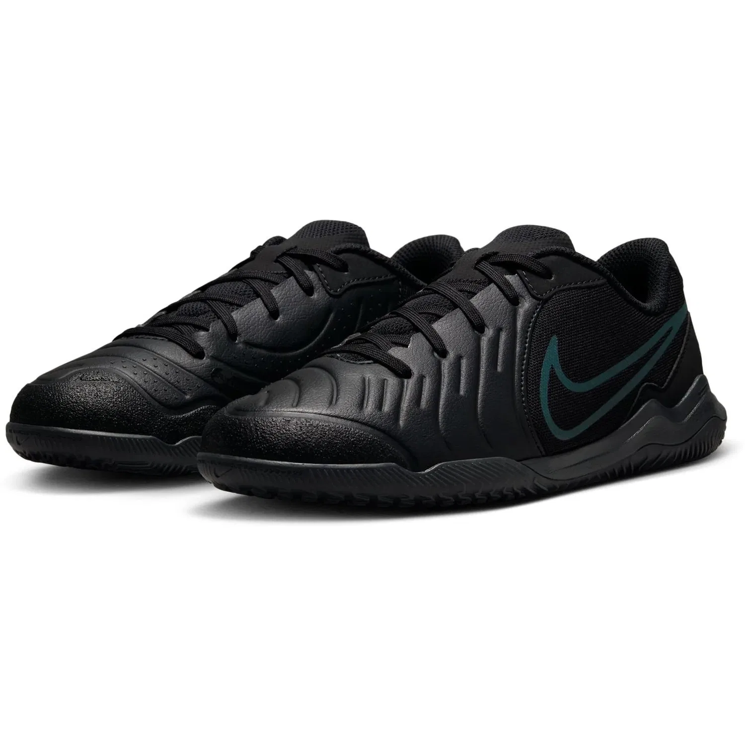 Детские кроссовки для мальчиков с кожаным верхом NIKE Jr. Tiempo Legend 10 Academy IC NIKE, Black Black Deep Jungle — фото 3