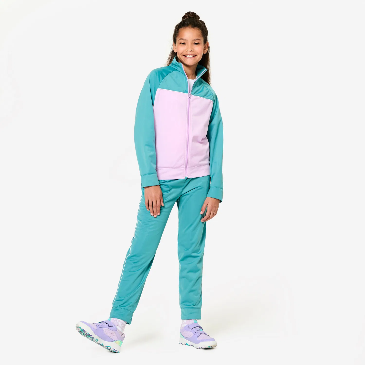 Детский спортивный костюм с длинным рукавом Trainingsanzug Kinder atmungsaktiv Decathlon, Blaugrau Fliederfarben