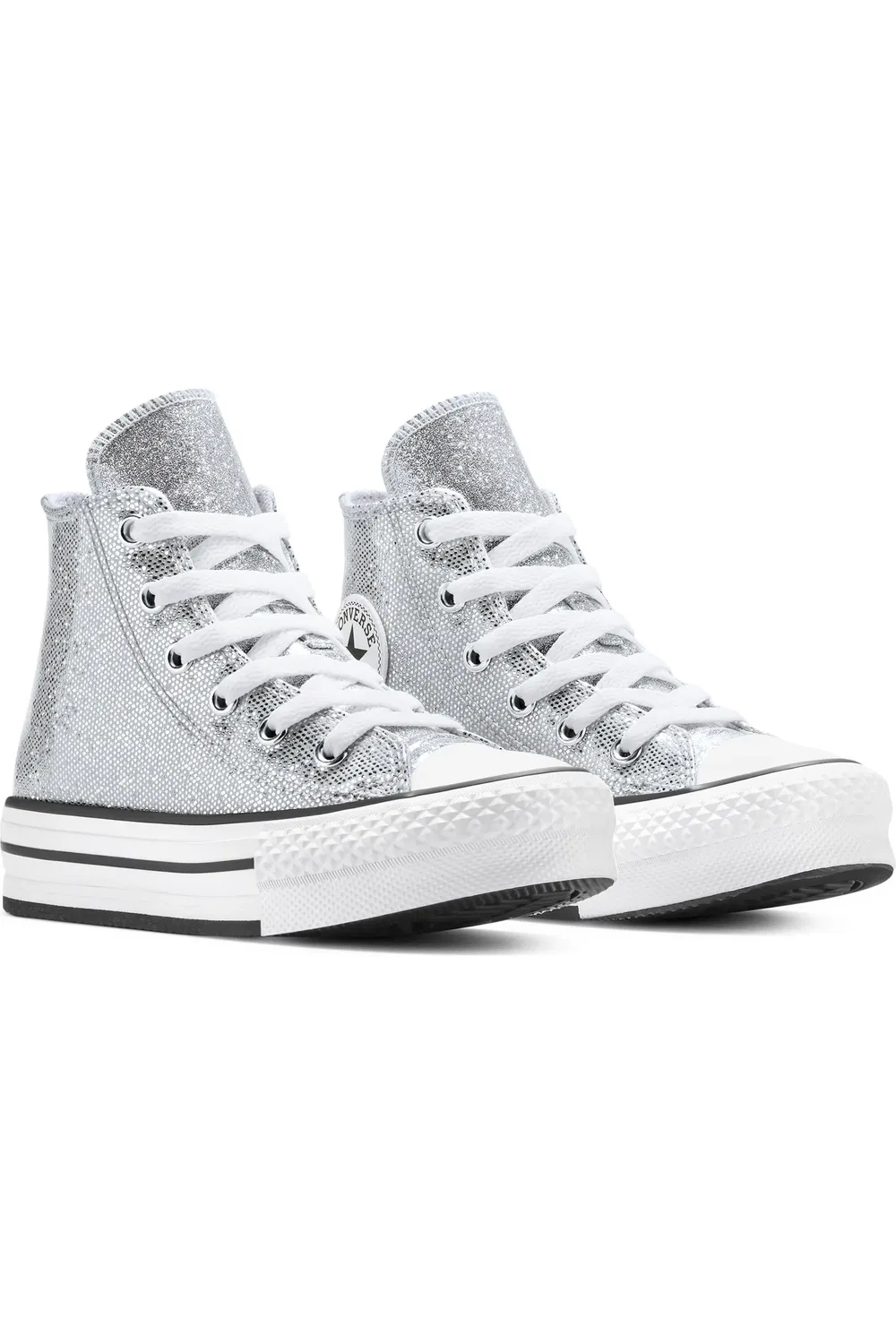 Кеды детские на платформе Chuck Taylor All Star Lift Disco Converse, Silver/White/Barely Grey