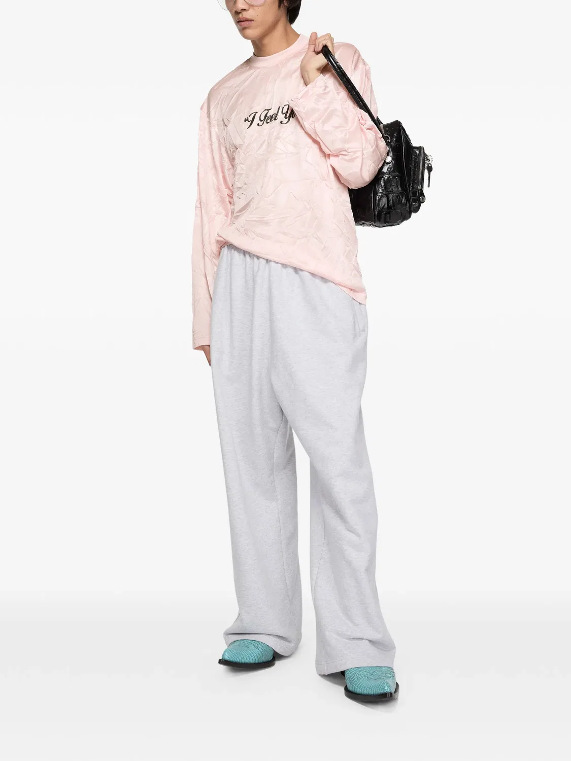 Футболка с длинными рукавами с эффектом морщин Acne Studios, розовый — фото 2