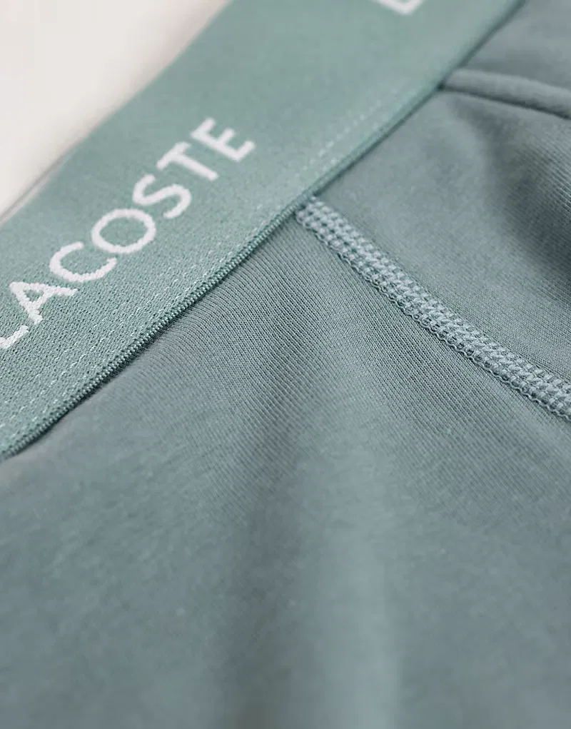 Трусы хлопковые стретч тональные 3 шт Lacoste, зеленый — фото 2