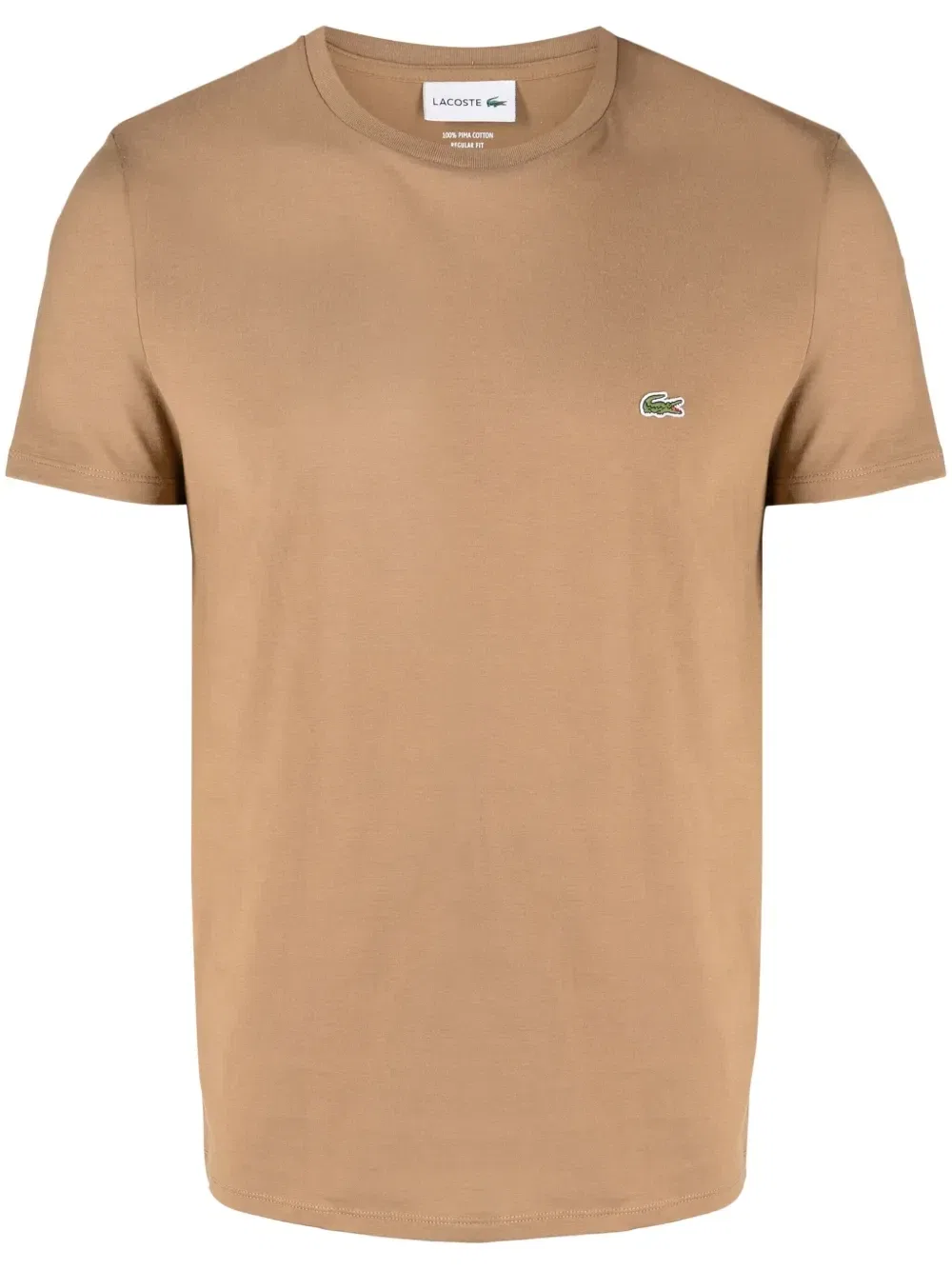 Футболка из хлопка с вышитым логотипом Lacoste, коричневый