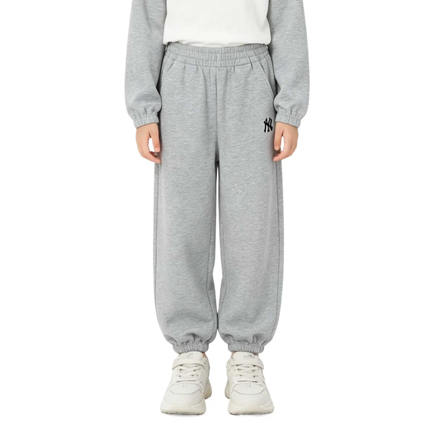 Детские спортивные штаны средней посадки MLB Kids Knitted Sweatpants Moderate, Light Heather Gray — фото 3