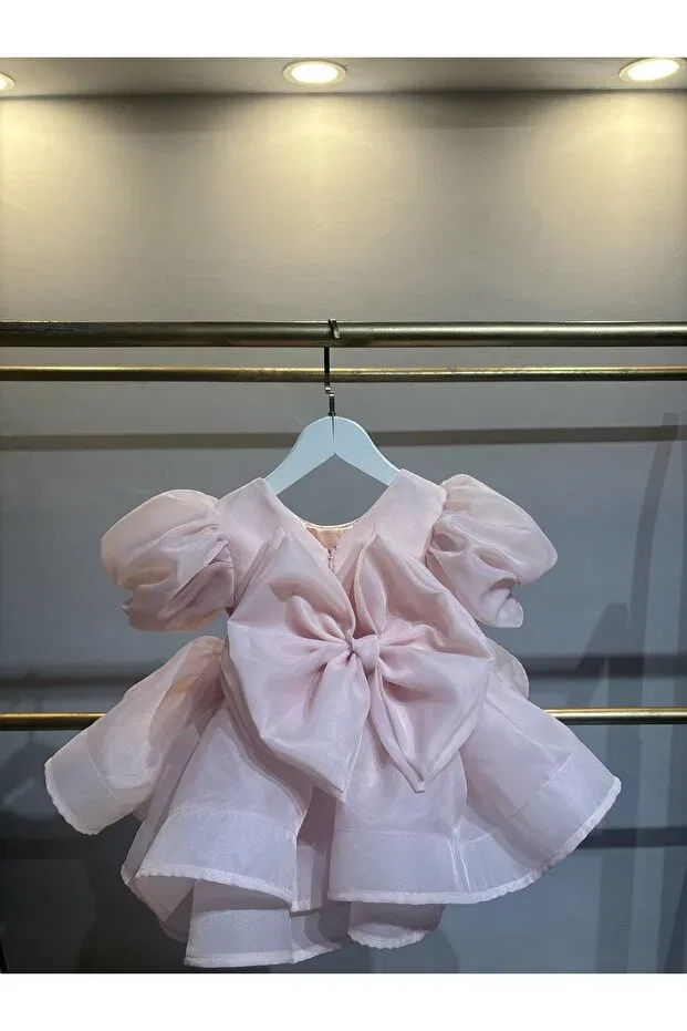 Детское платье для девочек с коротким рукавом-фонарик Laresse, Powder Pink