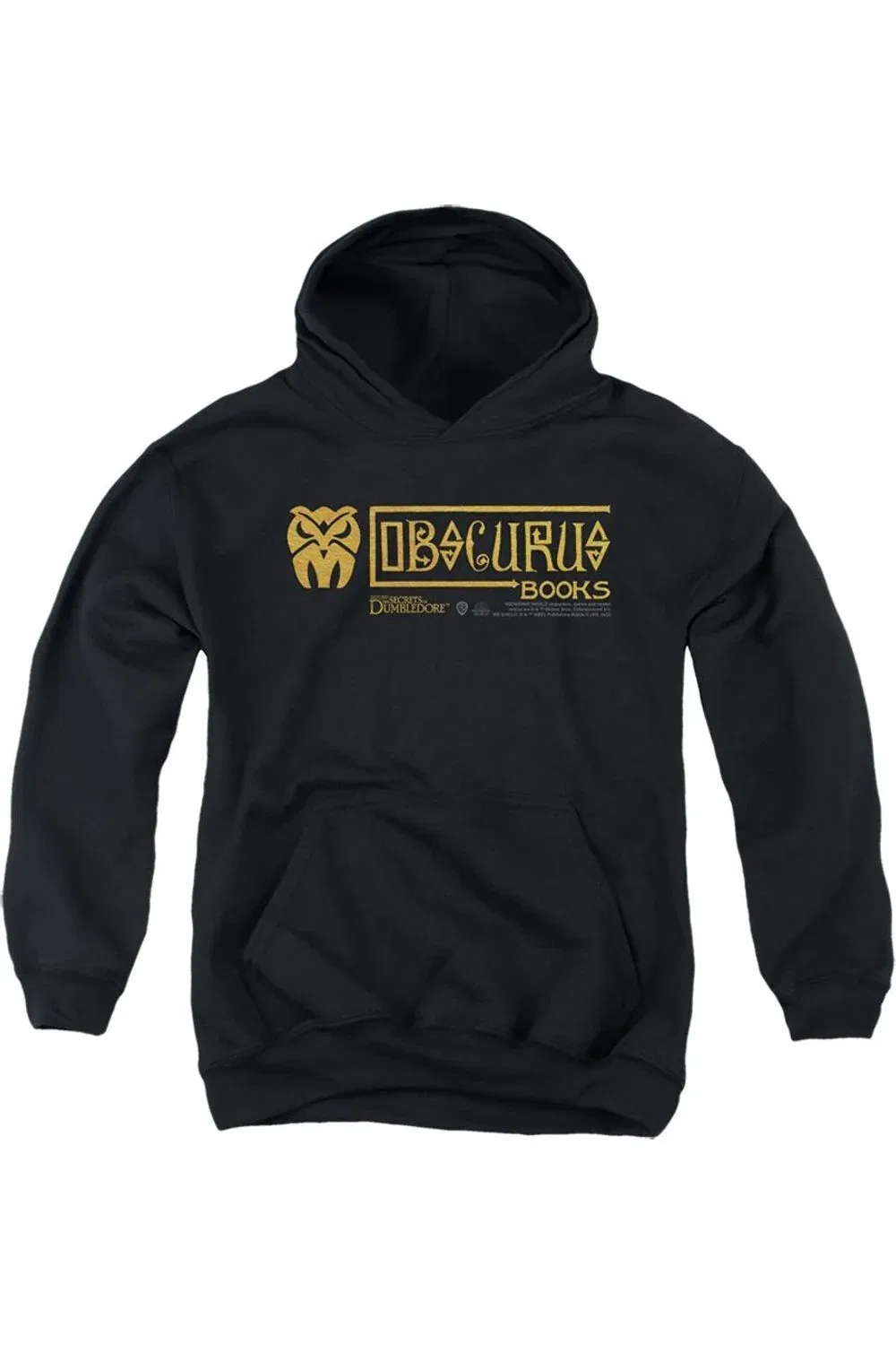 Детское худи с капюшоном с принтом Fantastic Beasts The Secrets Of Dumbledore Obscurus Books Logo Gildan, черный