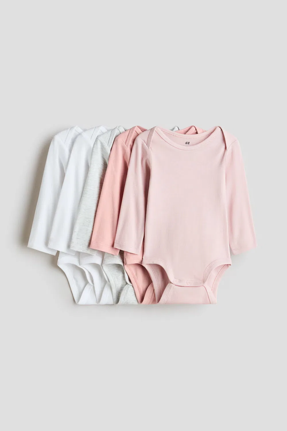 Набор из 5 хлопковых боди с перекрестной застежкой H&M, Hellrosa/Weiß