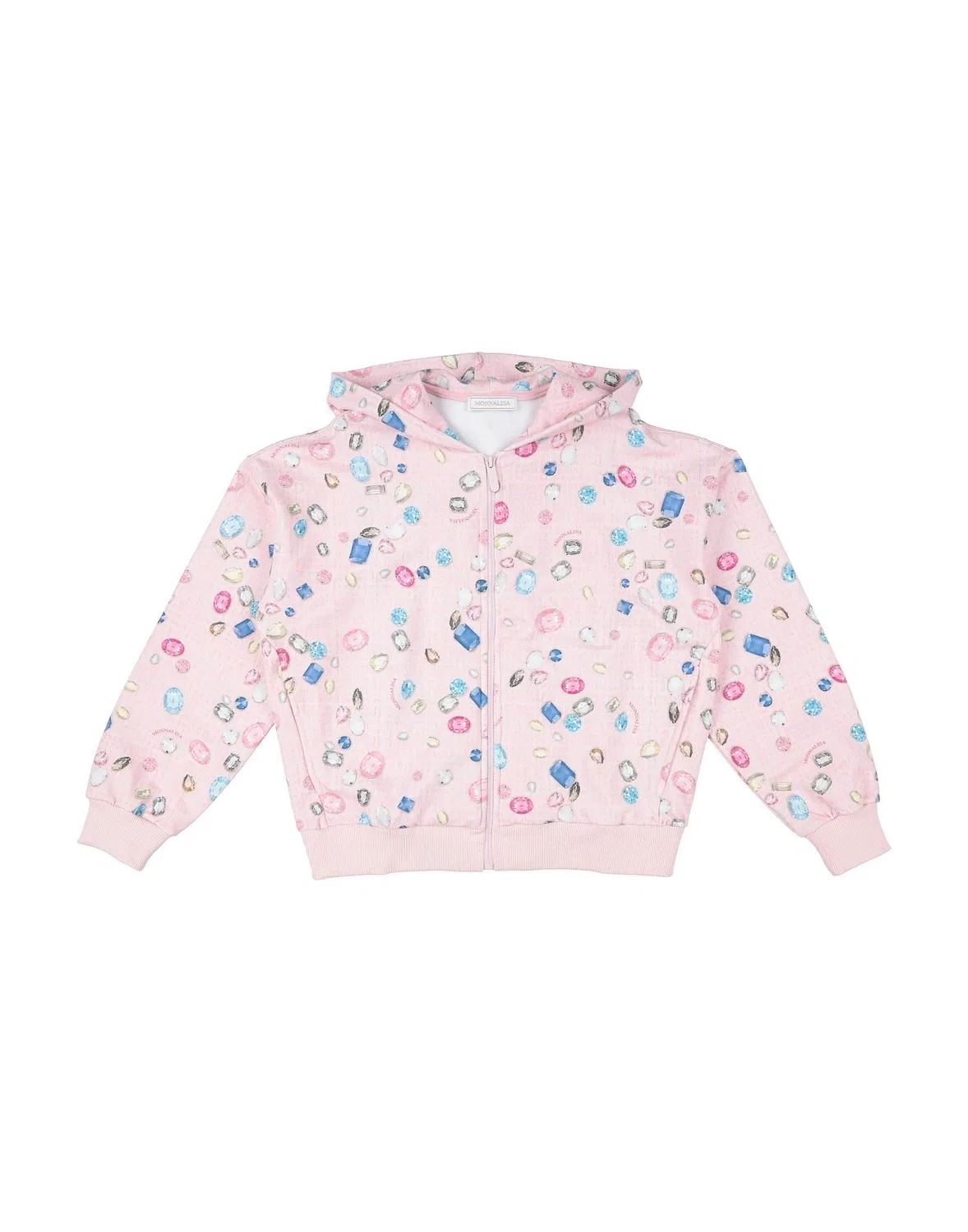 Детский свитшот для девочек на флисе с капюшоном Monnalisa, Light Pink