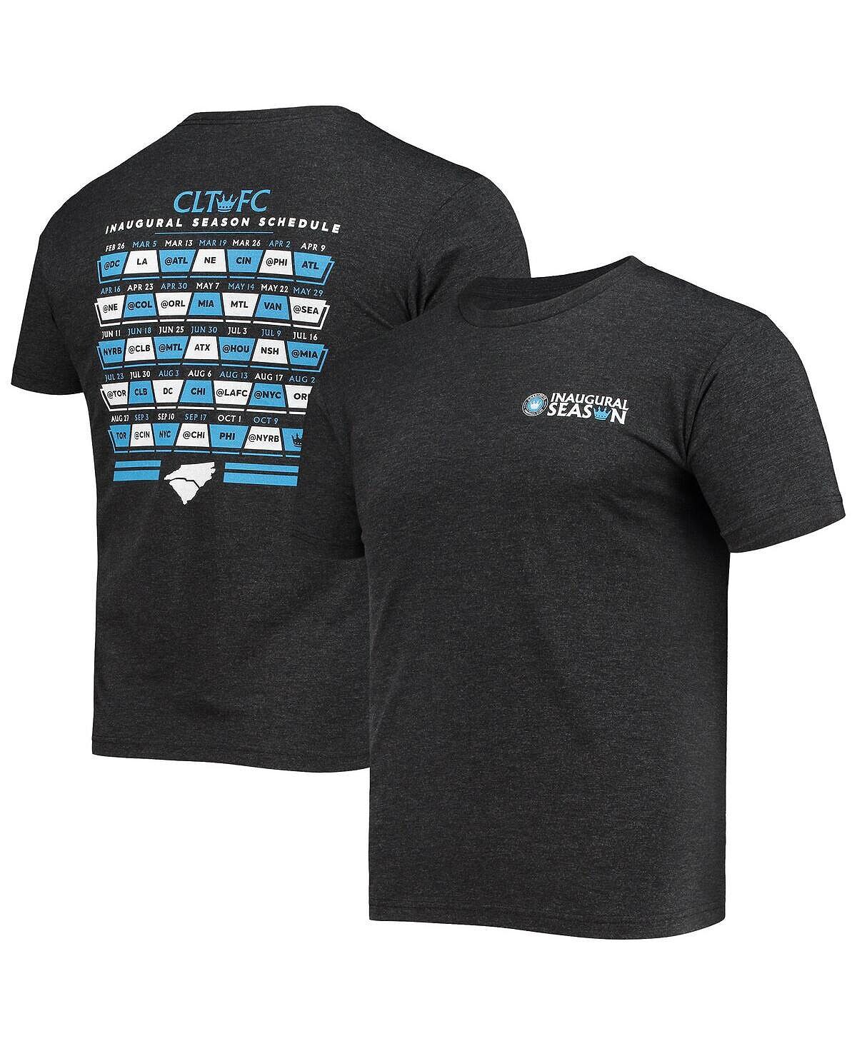 

Мужская черная футболка charlotte fc inaugural season tri-blend 500 Level, черный
