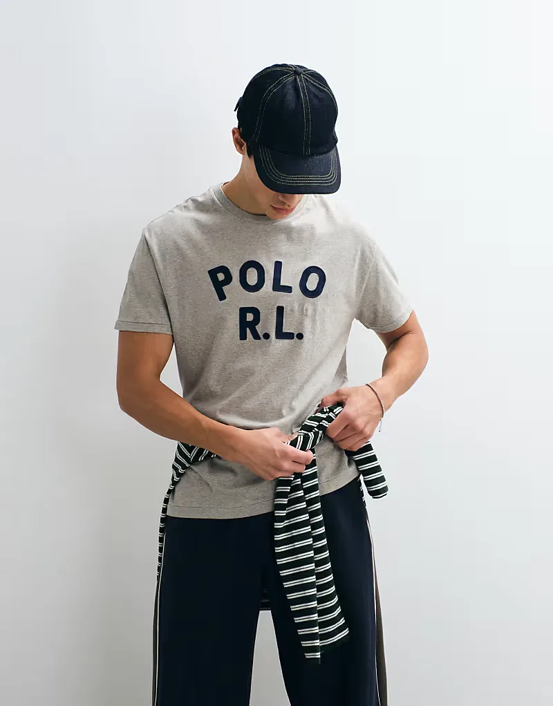 Классическая футболка Polo Ralph Lauren с логотипом, серый