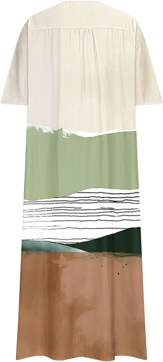 Женское макси-платье с принтом рыбы, свободное Boho, Multicolor — фото 4