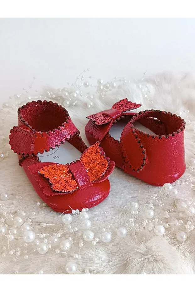 Детские кожаные пинетки-лоферы для новорожденных Hodore, Red — фото 3