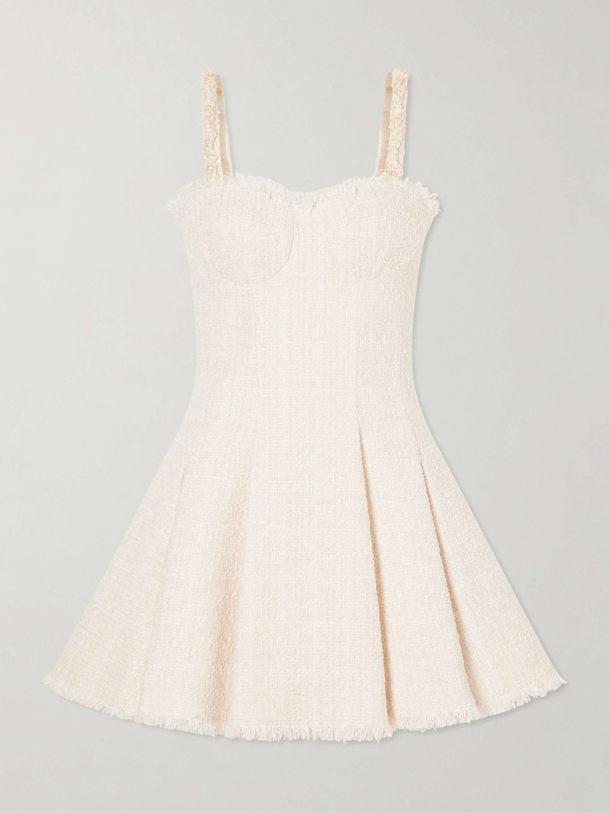Платье Balmain Embellished Pleated Tweed Mini, белый