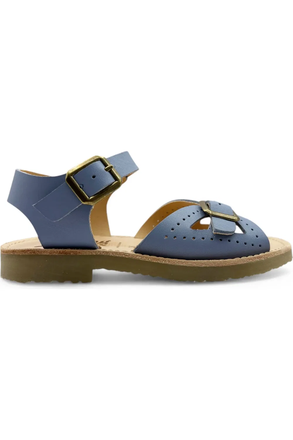 Детские сандалии с бабочками на двойной пряжке Pearl Young Soles, Cornflower Blue — фото 3