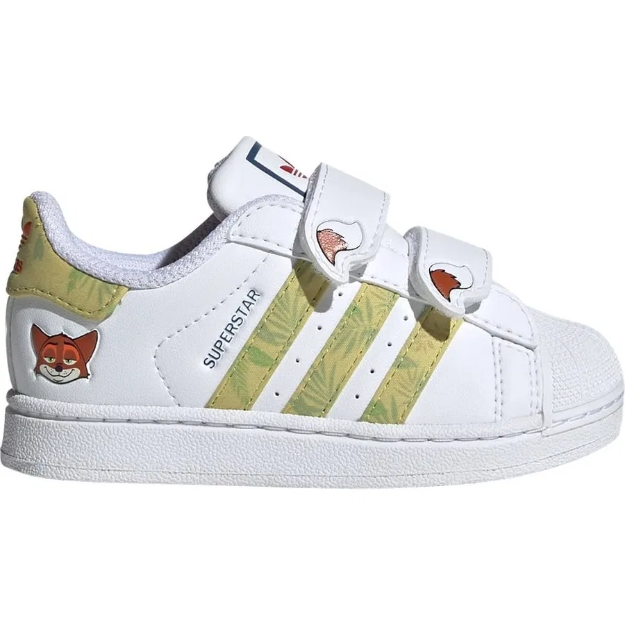 Детские кроссовки с LED-подсветкой Disney Superstar II Comfort Closure adidas, Бело-зеленый