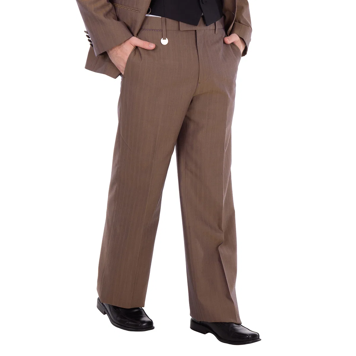 Брюки классические из шерсти Stripe Pattern Wool Tailored Trousers Burberry, Tawny — фото 2