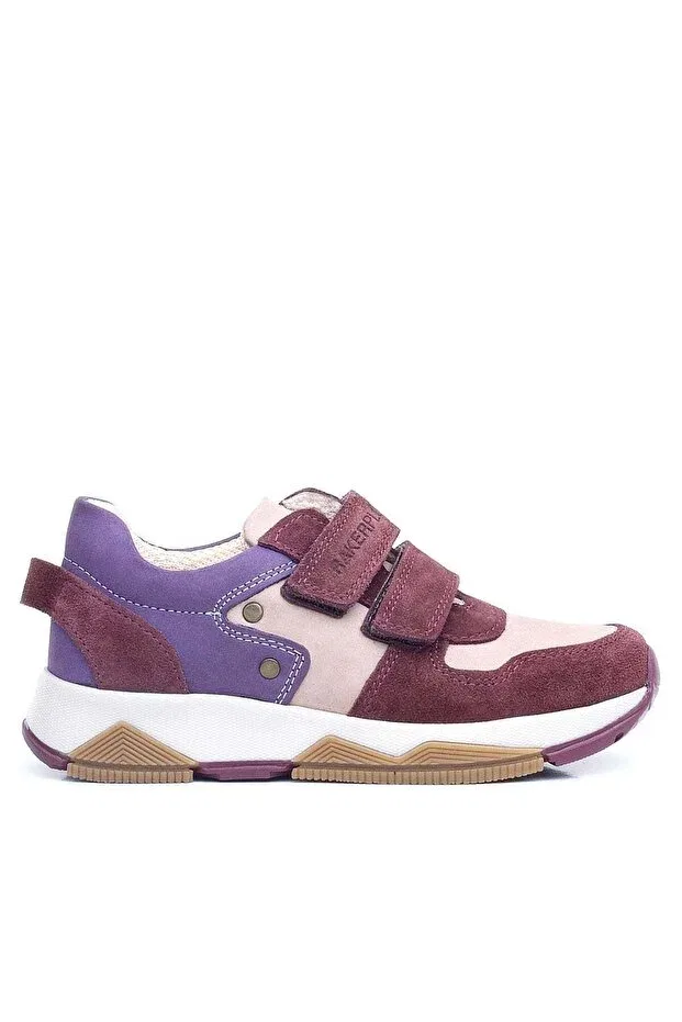 Детские кроссовки для девочек кожаные с липучкой 3880 rakerplus Ortopedikal, Burgundy Purple Pink