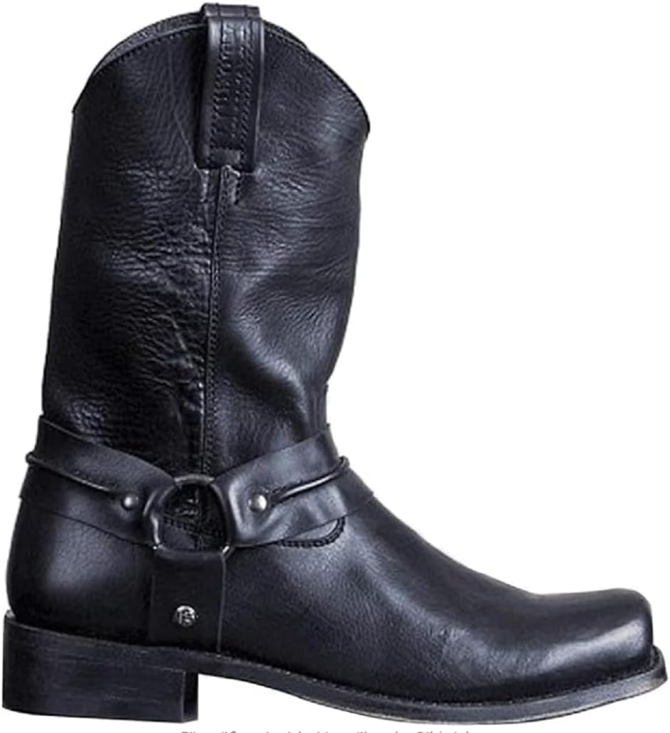 

Мужские ковбойские сапоги BININBOX коричневые западные сапоги с квадратным носком, сапоги без шнуровки, традиционные сапоги