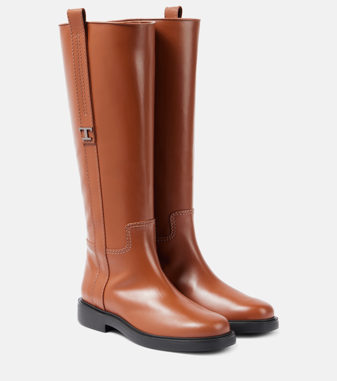 Классические кожаные сапоги до колена Tod's, Brandy Scuro