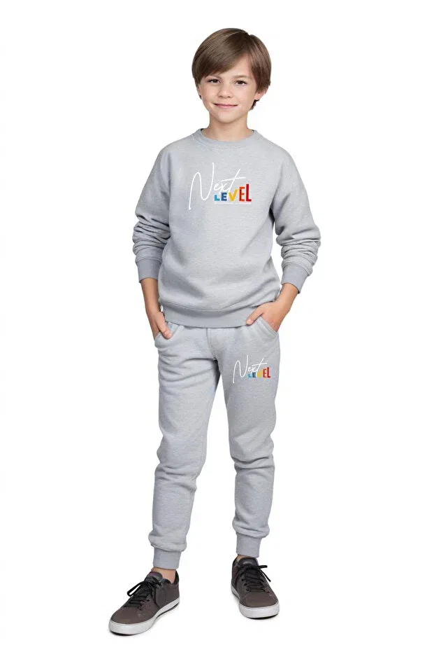 Детский спортивный комплект для мальчиков с принтом Fyk Kids, Gray-Blue-Smoked — фото 2