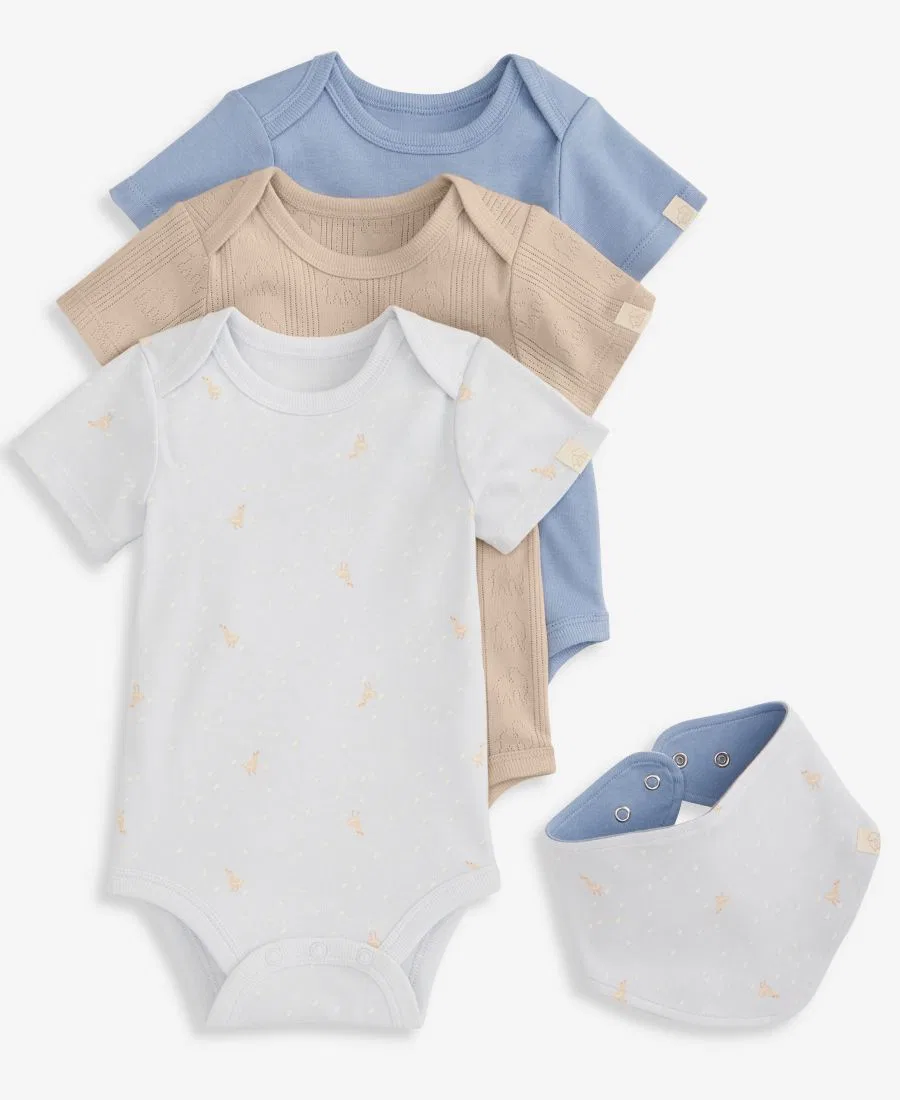 Комплект из 3 боди с нагрудником First Impressions, Illusion Blue