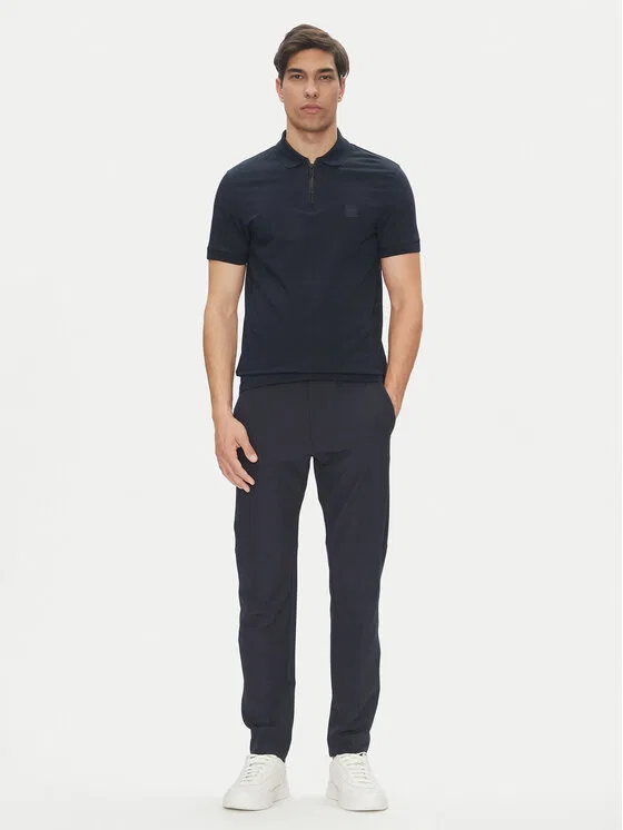 Поло slim fit Passerzip Boss, темно-синий — фото 2