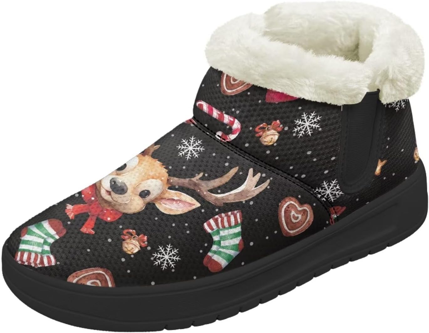 

Рождественские снежные ботинки Forchrinse для женщин и мужчин, зимние теплые ботильоны, удобные, с легким надеванием, походные ботинки, рождественская обувь, Christmas Deer