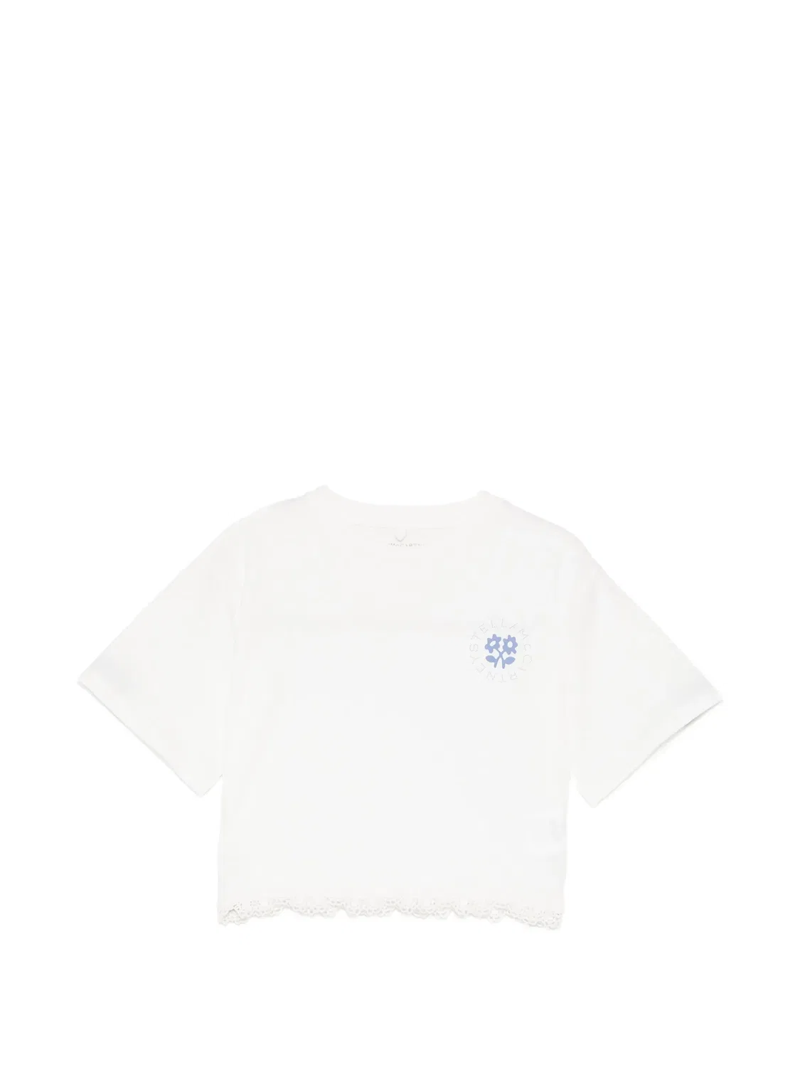 Футболка с цветочным принтом и кружевом Stella Mccartney Kids, белый