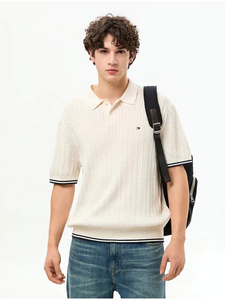 Свитер с кабельным узором, Polo TOMMY HILFIGER, Ivory