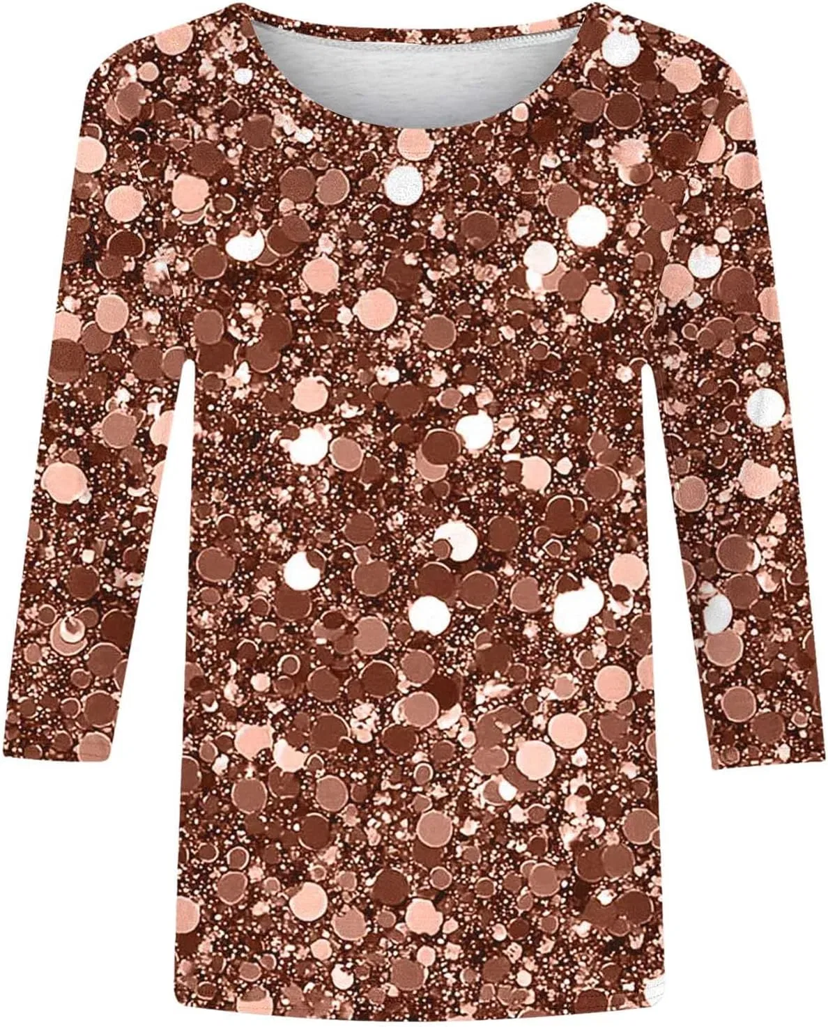 Женская блестящая футболка с пайетками 3/4 рукав, Rose Gold — фото 4