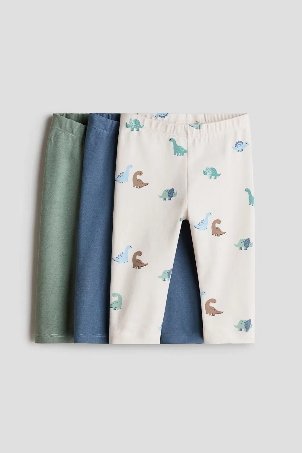 3 хлопковых леггинса в упаковке H&M, Mattblau/Dinosaurier