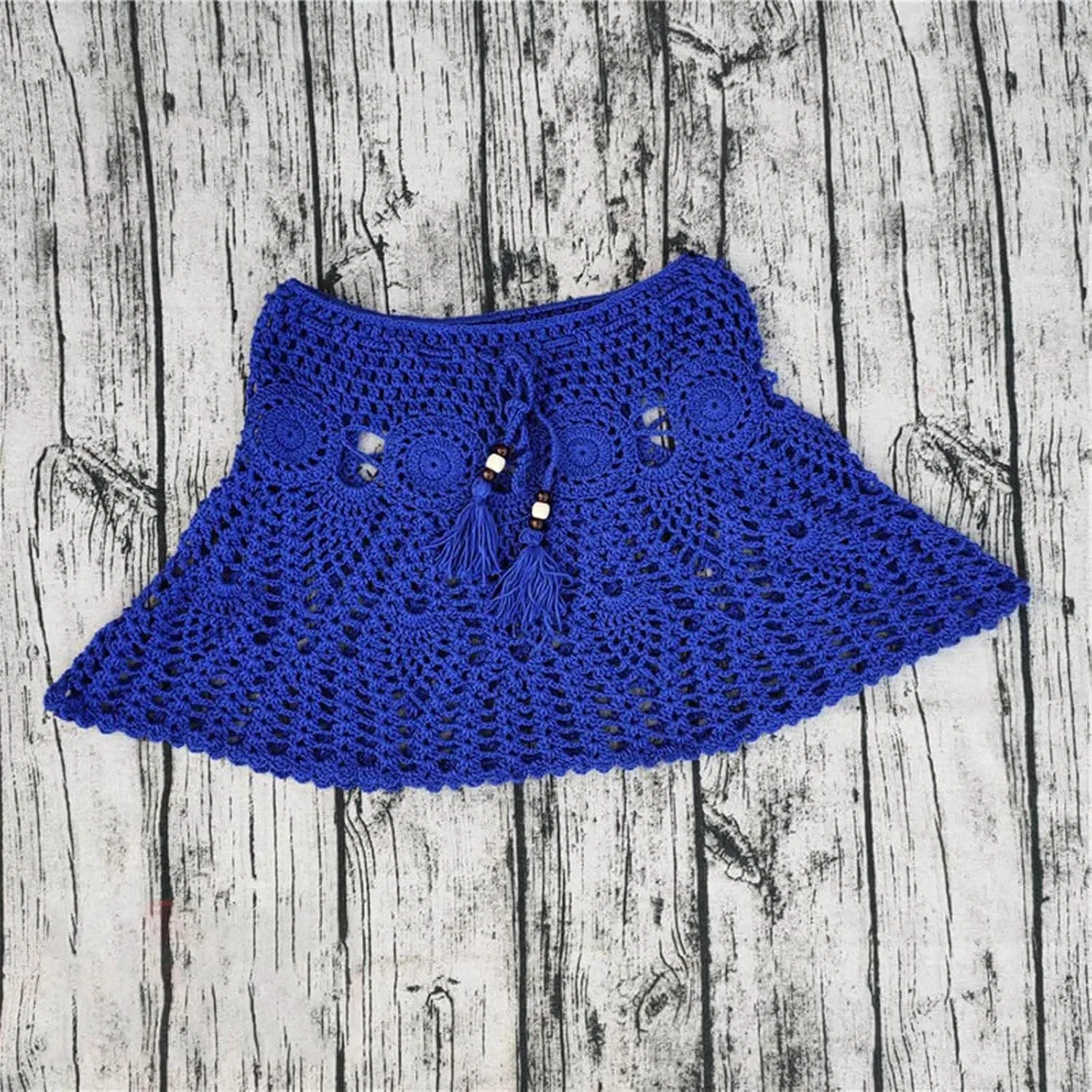 Женская пляжная юбка с вязаным кружевом Crochet Beach Skirt, Blue — фото 2