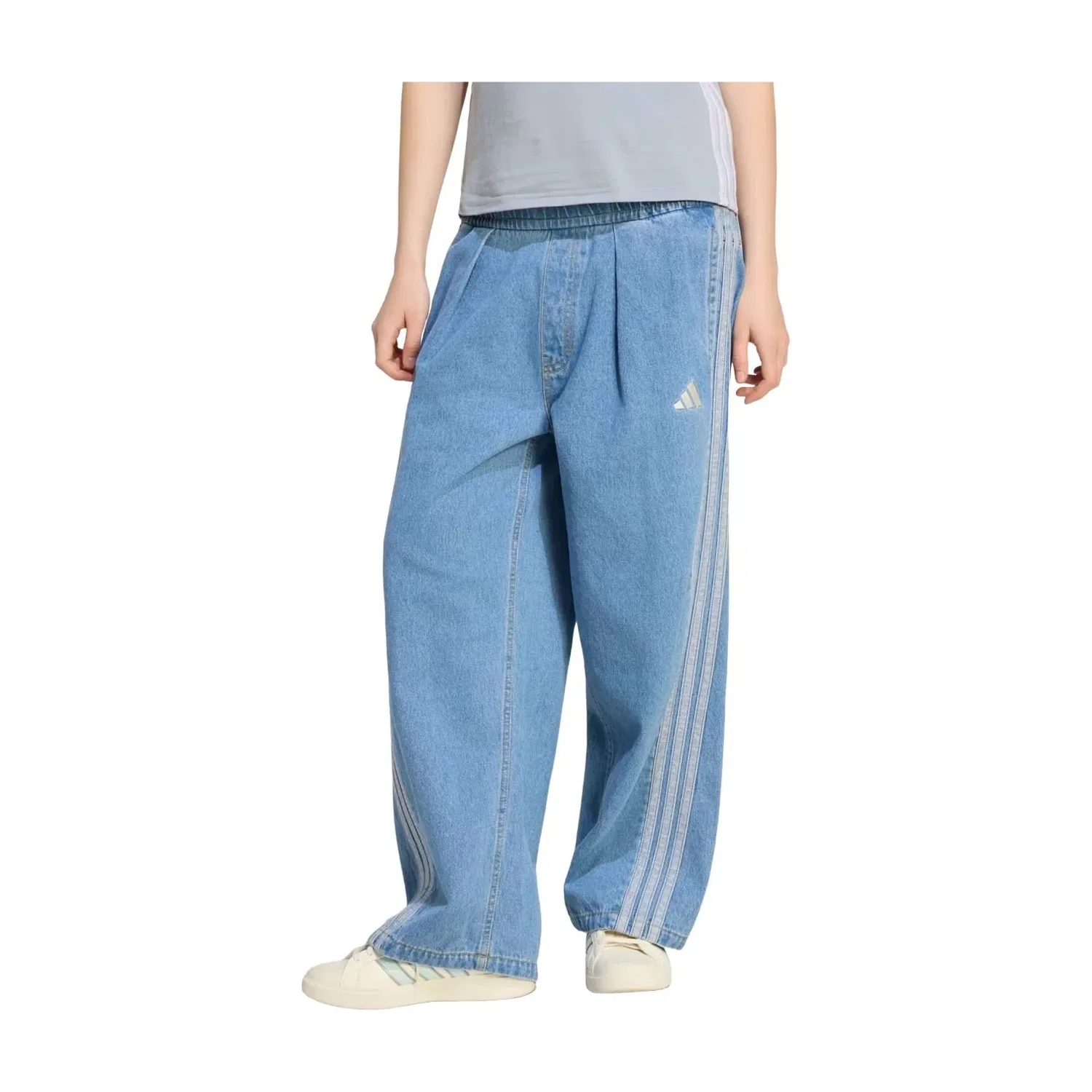 Женские брюки Stadium Washed Denim Loose Fit Pants Asia Sizing 'Crystal Sky' adidas, Crystal Sky — фото 2