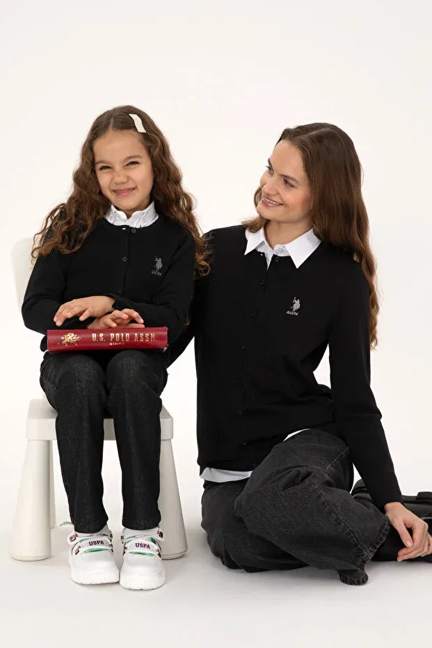 Детский кардиган для девочек с длинным рукавом U.S. Polo Assn., Black