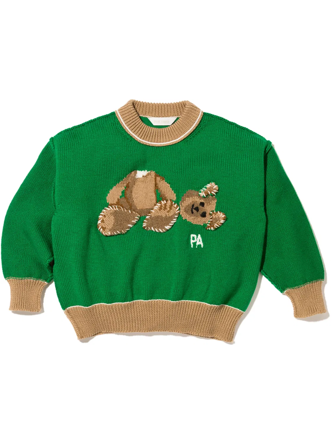 Джемпер Bear с круглым вырезом Palm Angels Kids, зеленый