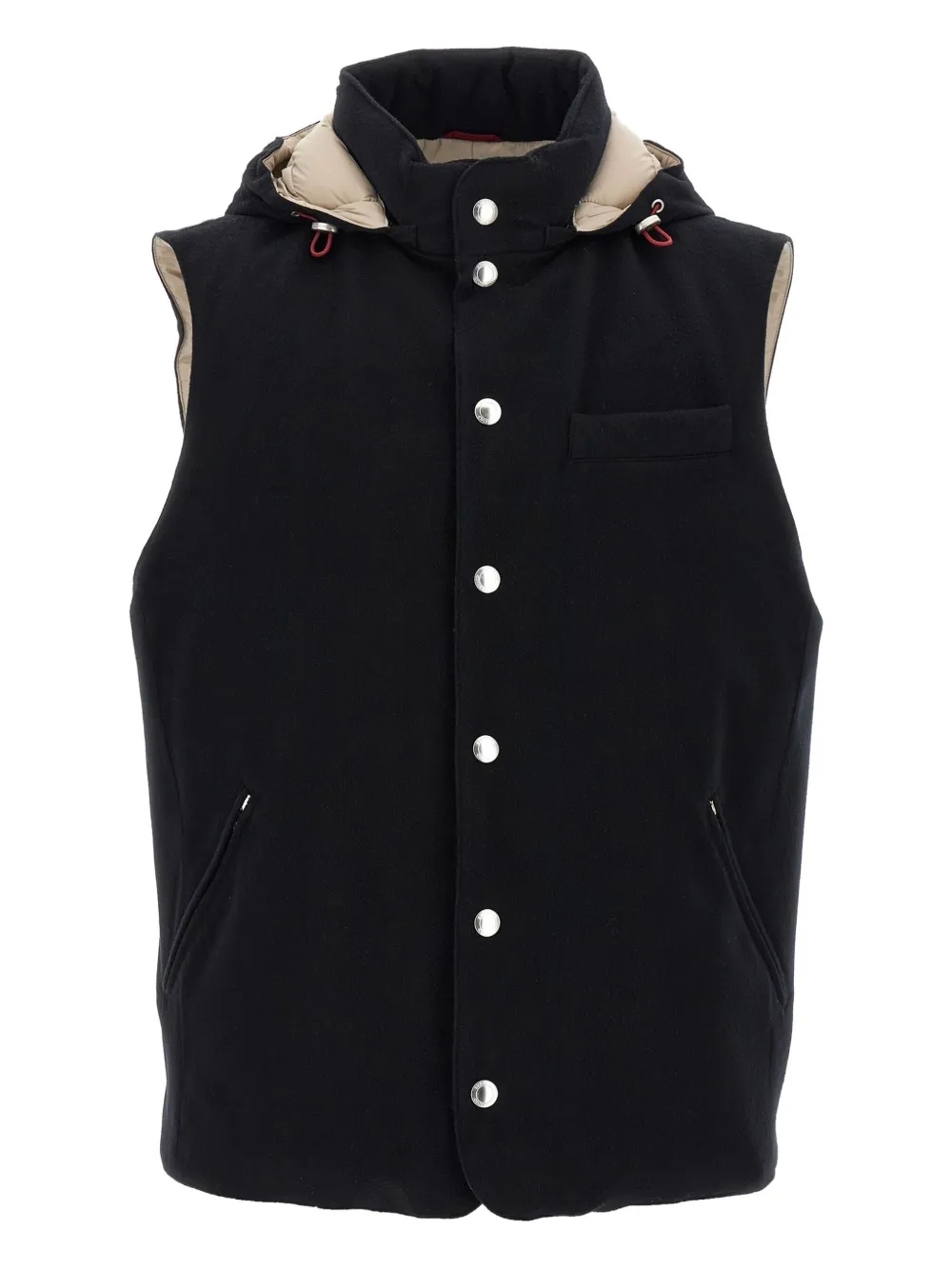 

Дутый жилет из шерсти Brunello Cucinelli, черный