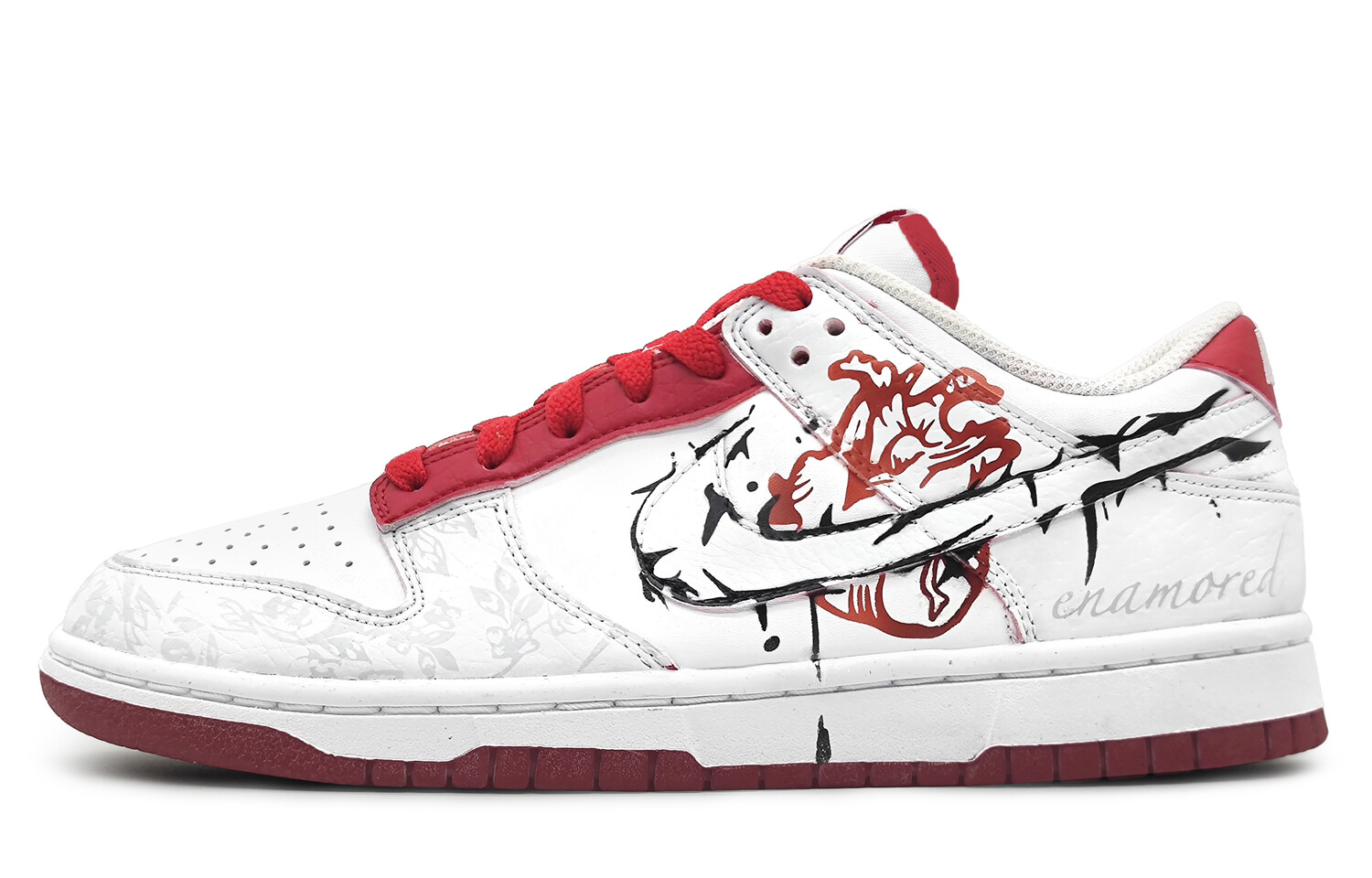 

Кроссовки Nike Dunk Skateboarding Shoes Men Low-top Red, белый/красный