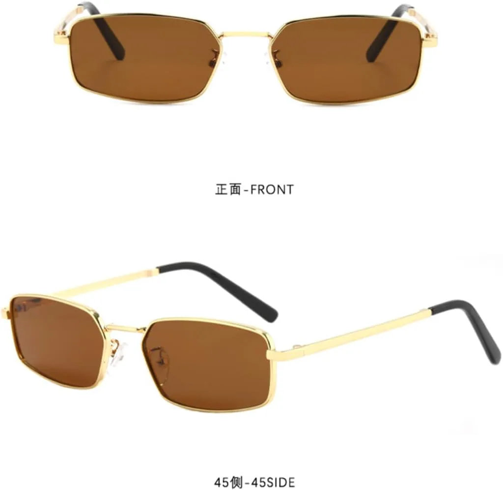 

Модные роскошные металлические солнцезащитные очки маленького размера для мужчин и женщин в винтажном стиле с защитой от УФ-излучения UV400 TOIPASTN, Gold Pink