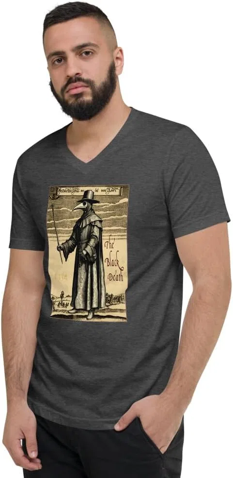 Мужская футболка с принтом Plague Doctor 1334, Dark Grey Heather — фото 3