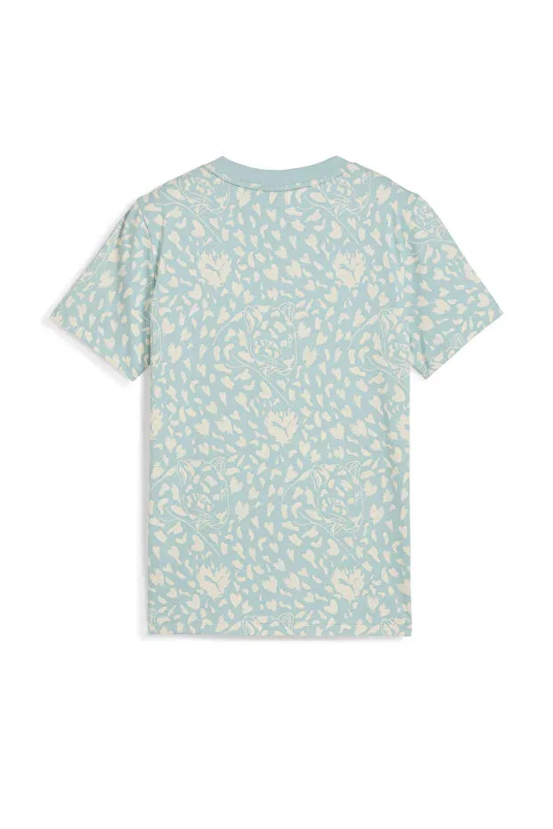 Детская футболка для девочек с принтом Flaming love aop tee g green Puma, Green-102230808 — фото 3