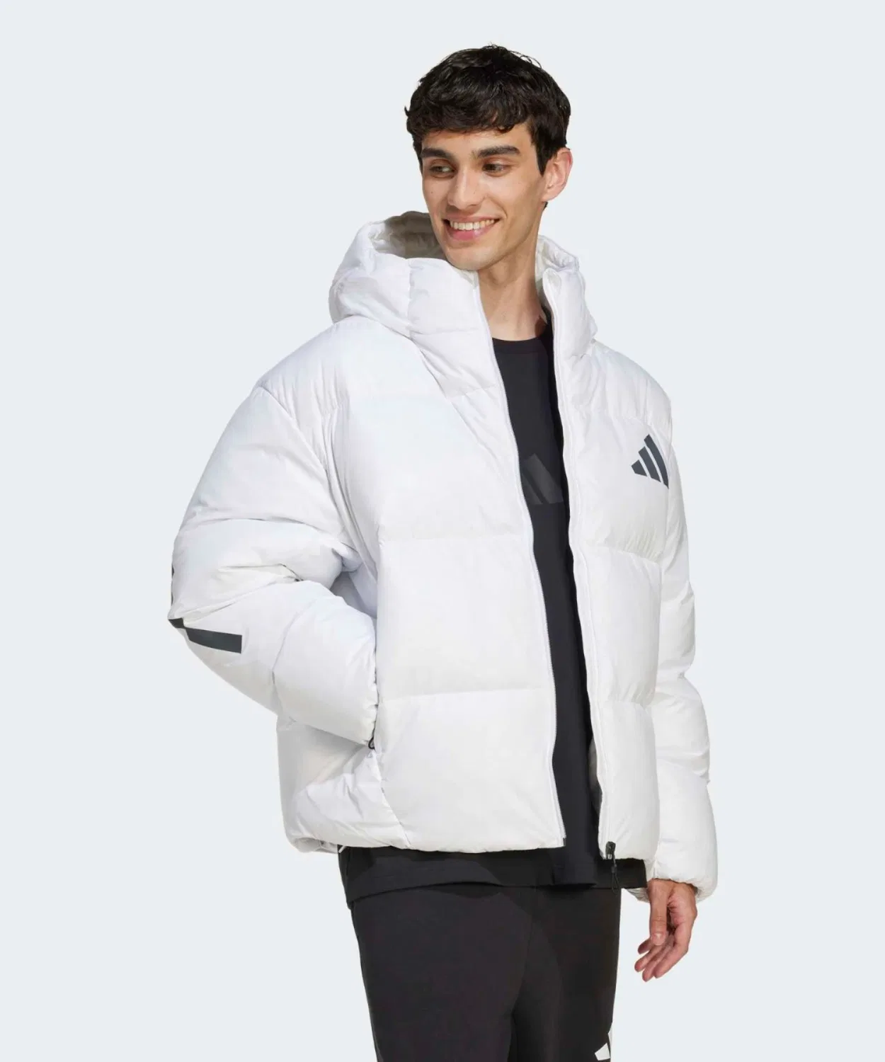 Мужской пуховик с капюшоном Climawarm, модель Z.N.E. Puffer, Adidas, White — фото 3