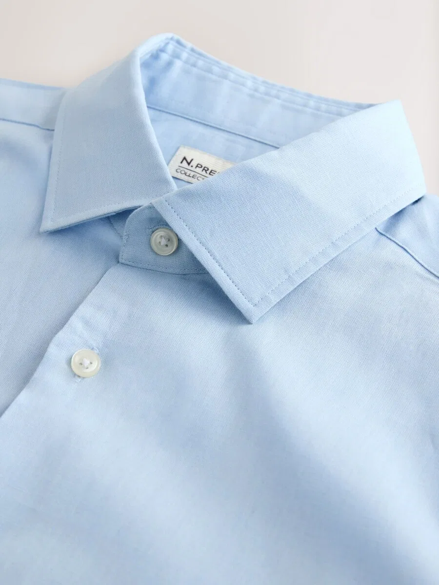 Рубашка Next Regular fit Button Up Shirt 'N. Premium' светло-голубого цвета — фото 2