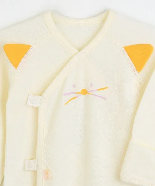 Детское боди-комбинезон с принтом кота, модель Cat Double Face, moimoln, Light Yellow — фото 3