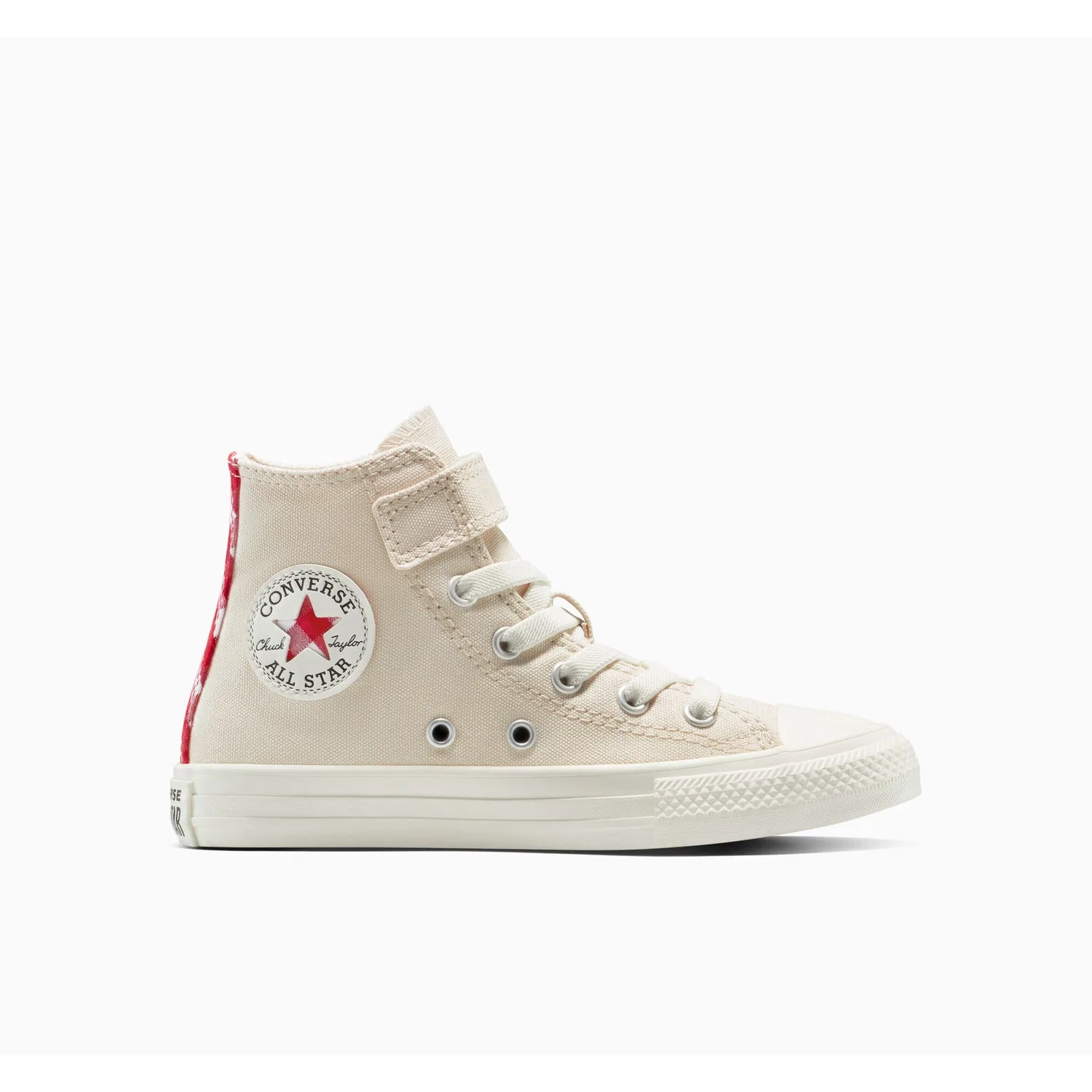 Детские кеды с шахматным принтом Converse, Light Dune/Egret/Red — фото 2